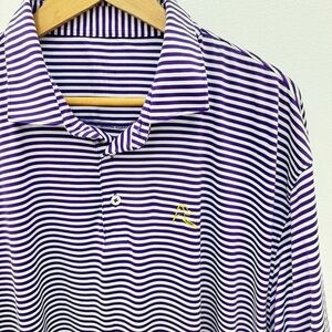 Rhoback Men's Purple White The Birdie Stripe Performance Polo Sz XXL Golf
